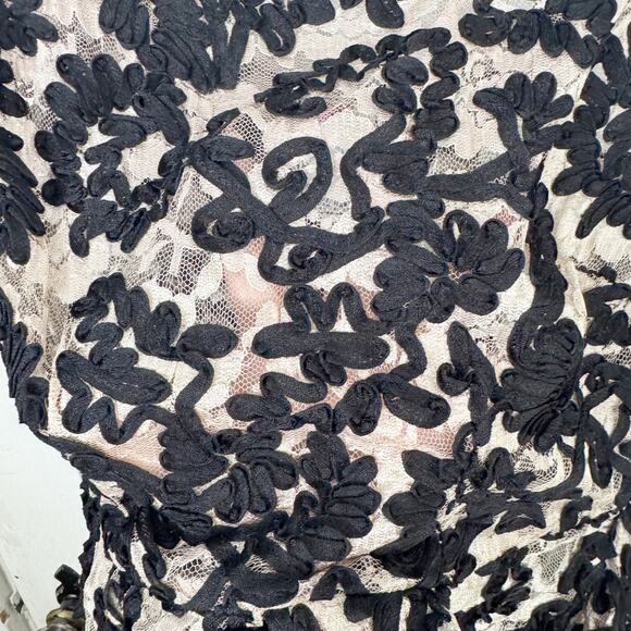 Anthropologie Yoana Baraschi Ribbon Lace Soutache Dress Black Nude Sheer Sexy 6 - Picture 4 of 16